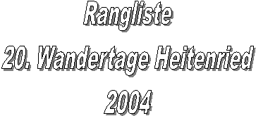 Rangliste
20. Wandertage Heitenried
2004
