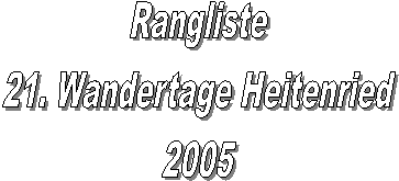 Rangliste
21. Wandertage Heitenried
2005
